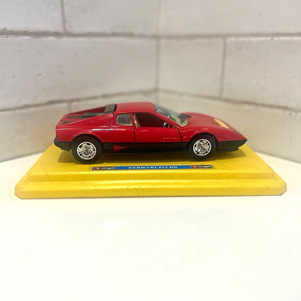 Bburago Ferrari 512 BB Red/Black Diecast Model Car w/ Display Base